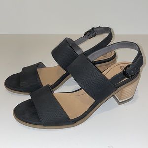 Dr Scholl Sure Thing Black Block Heel Sandal Sz 11